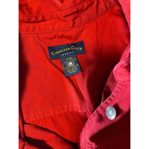 Charter Club Woman Red Button Down Collared Sleeveless Top Sz 24W - Picture 5 of 8